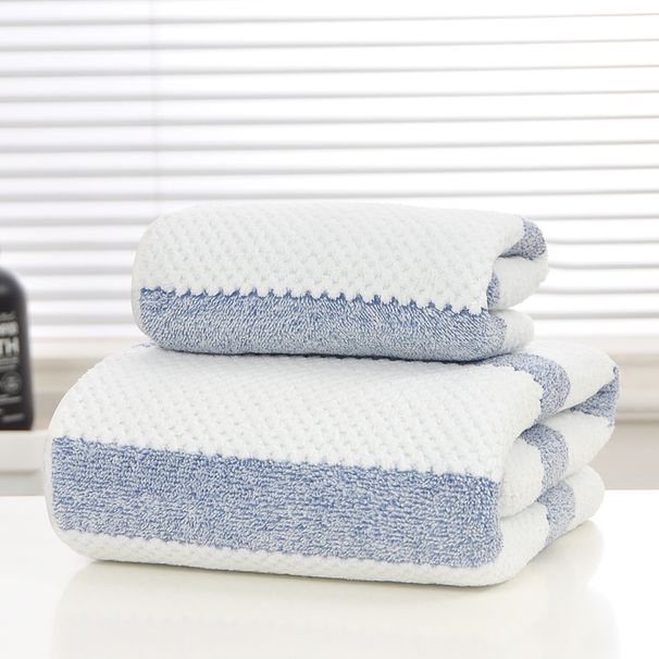 Mikrofiberhåndkle bredt stripete todelt sett absorberende ansiktshåndkle vaskehåndkle husholdningshåndkle badehåndklesett_voghion.com