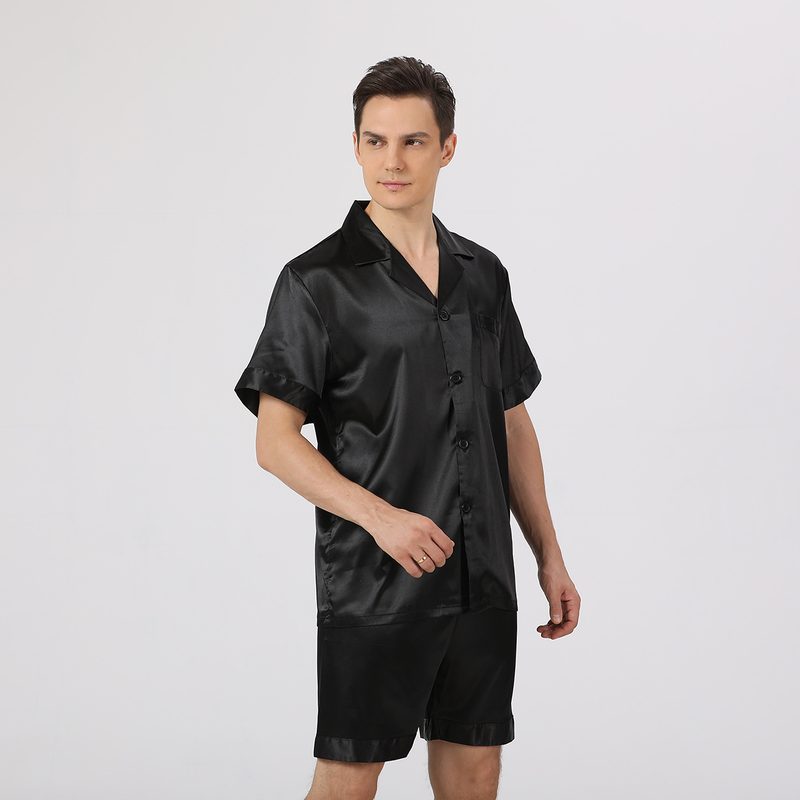 Gränsöverskridande europeiska mäns stora storlekar lösa hemkläder sommar herr andas tunna kortärmade shorts is siden pyjamasset_voghion.com