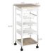 HOMCOM Rolling Kitchen Cart Kitchen Trolley, Mobile Prep Station With Drawer, Shelves, Basket, White_voghion.com
