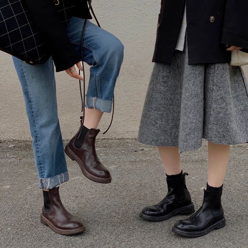 wrinkled Short Boots For Women, 2025 New Elastic Cigarette Tube Martin Boots_voghion.com