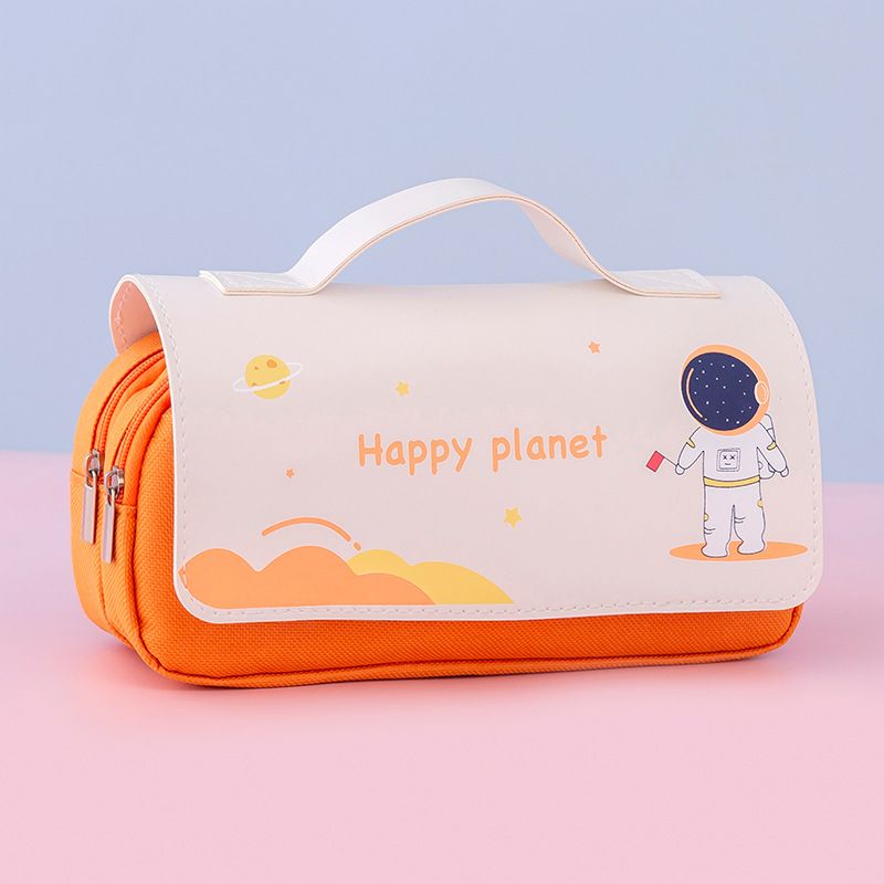 Astronaut dublu strat mare capacitate creion sac școală primară elev portabil papetărie sac creativ multifuncțional papetărie caz creion sac_voghion.com