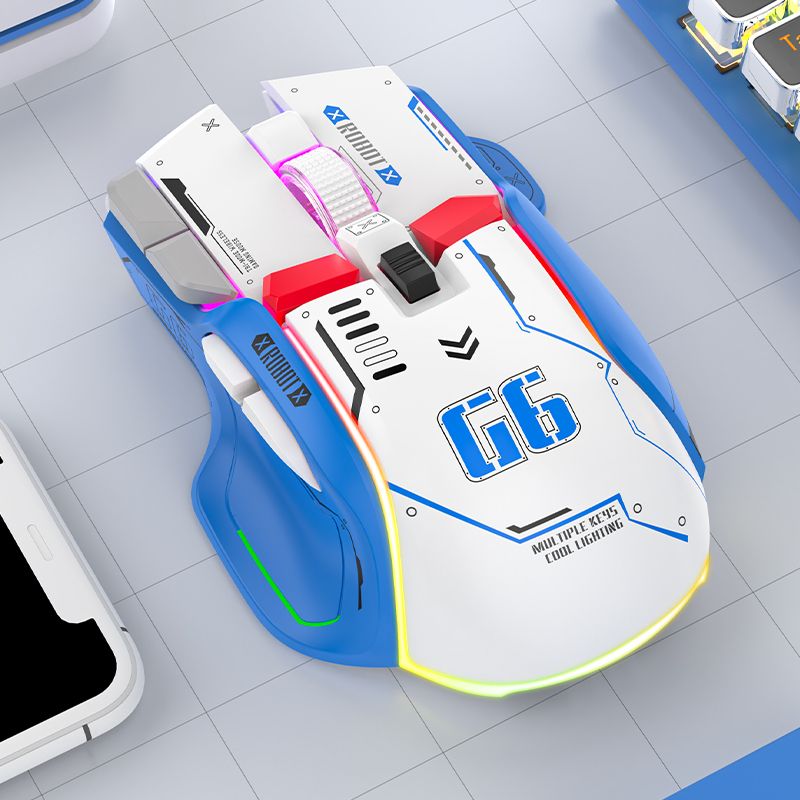 Souris de jeu sans fil tri-mode 2,4 GHz, USB, Bluetooth, 12 touches, RGB, filaire, pour Windows, iOS, bureau, ordinateur portable_voghion.com