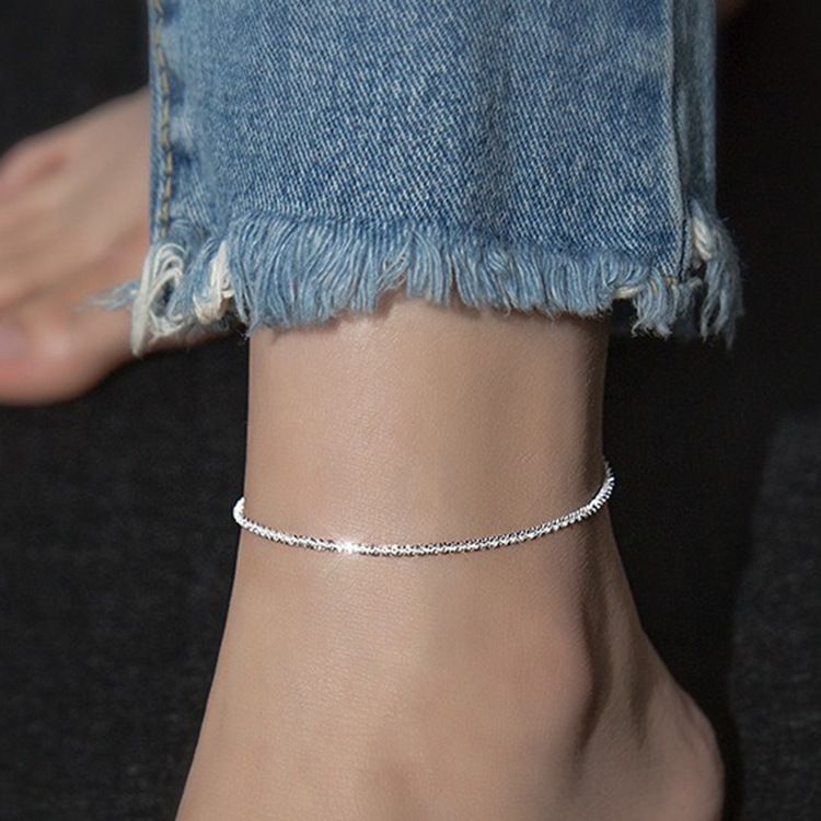 e stile giapponese argento cielo stellato semplice ed elegante serie foresta cavigliera per le donne regalo di compleanno minimalista coreano_voghion.com