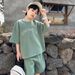 Mother & Kids Boys short-sleeved suit fashionable summer children's casual loose sportswear boys summer two-piece suit cross-border big children_voghion.com