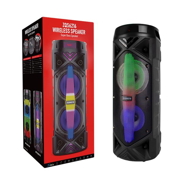 ZQS6216 Deux haut-parleurs 6,5 pouces, audio, microphone sans fil portable, lanterne de danse carrée extérieure_voghion.com