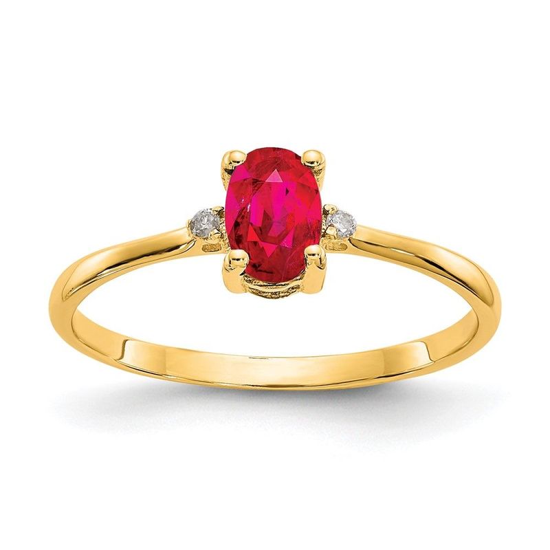 14k Diamond & Ruby Birthstone Ring_voghion.com