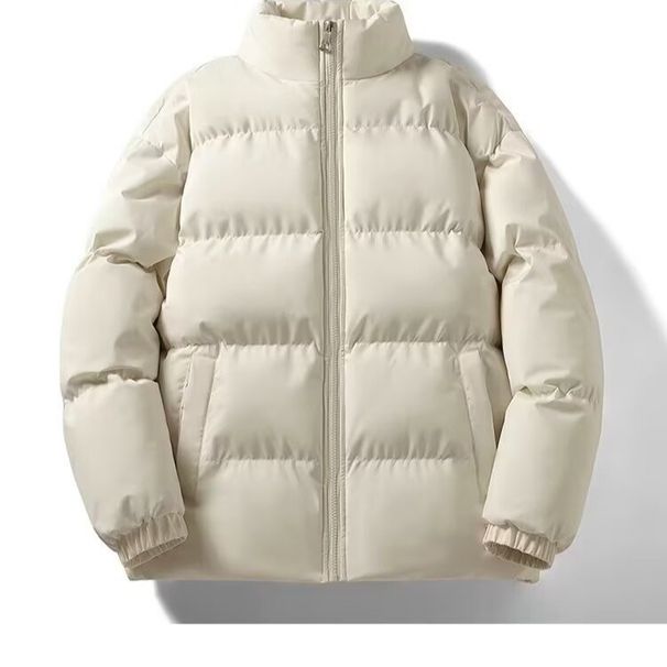 Unisex Oversized Puffer Jacket –Streetwear Style – Winter Coat – Solid Colors (Beige/Black) – Couple Matching (S-XXXL)_voghion.com