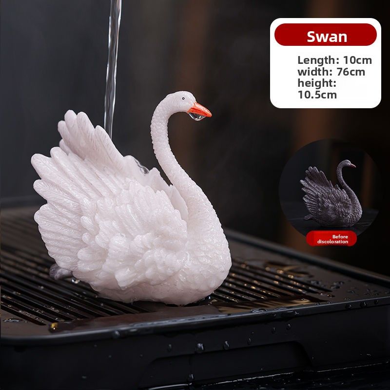 Creative Color-Changing Swan Ornament Pixiu Tray Pet Ceremony Premium Set Kung Fu Accessories Can Be Raised Tea Table_voghion.com