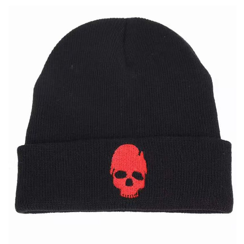 Kootud villane müts Skull Pattern Hip Hop Winter Beanies Tänavarõivaste aksessuaarid_voghion.com