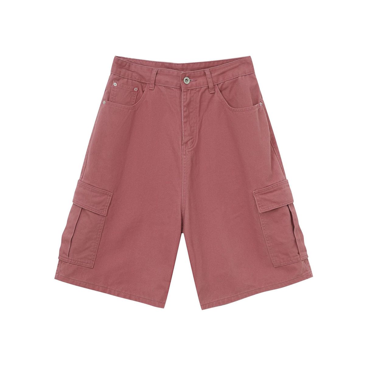 EF JEANS | 2024 Summer New American Street Simple Peach Powder Big Pocket Overalls Five-point Pants For Men And Women_voghion.com