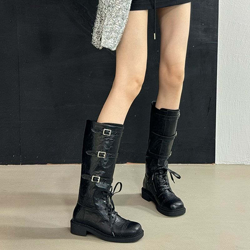 Martin Children's 2024 Herfst En Winter Nieuwe High Top 'S Zwarte Dikke Zool Laarzen, Niet Over De Knie Lange Laarzen Voor_voghion.com