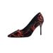 Scarpe con tacco alto in seta ricamata da donna, nuove alla moda, con punta singola, stiletto, abbinate ai colori_voghion.com