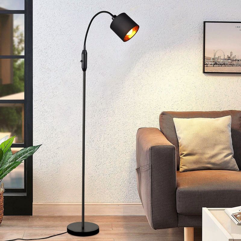 Stehlampe Wohnzimmer Bogenlampe Schwarz - Leselampe Vintage E14 Industrial Retro 360° Drehbarer Gold Lampenschirm Stehleuchte Standlampe 1 Flammig_voghion.com