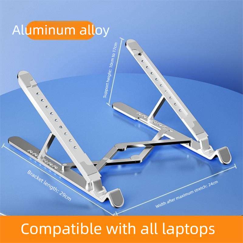 Nouveau refroidisseur d'ordinateur portable silencieux en alliage d'aluminium, support pliable surélevé, base lumineuse colorée RVB_voghion.com