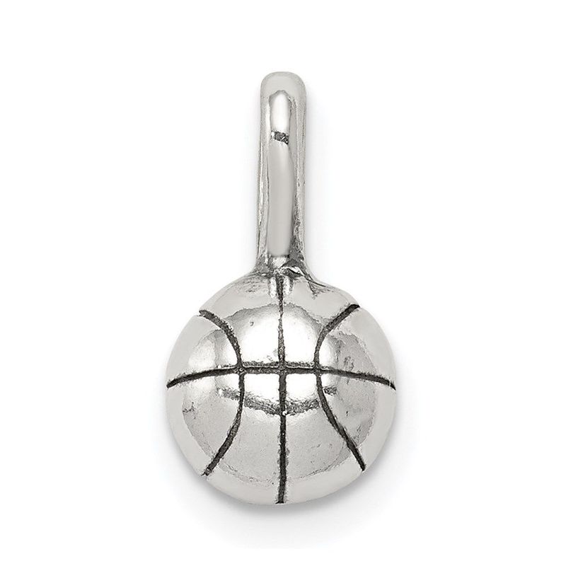 Sterling Silver Antiqued Basketball Charm_voghion.com