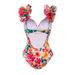 Kvinders nye badetøj kvinders flæset rygløs blomsterprint strandferie badedragt i ét stykke grænseoverskridende_voghion.com