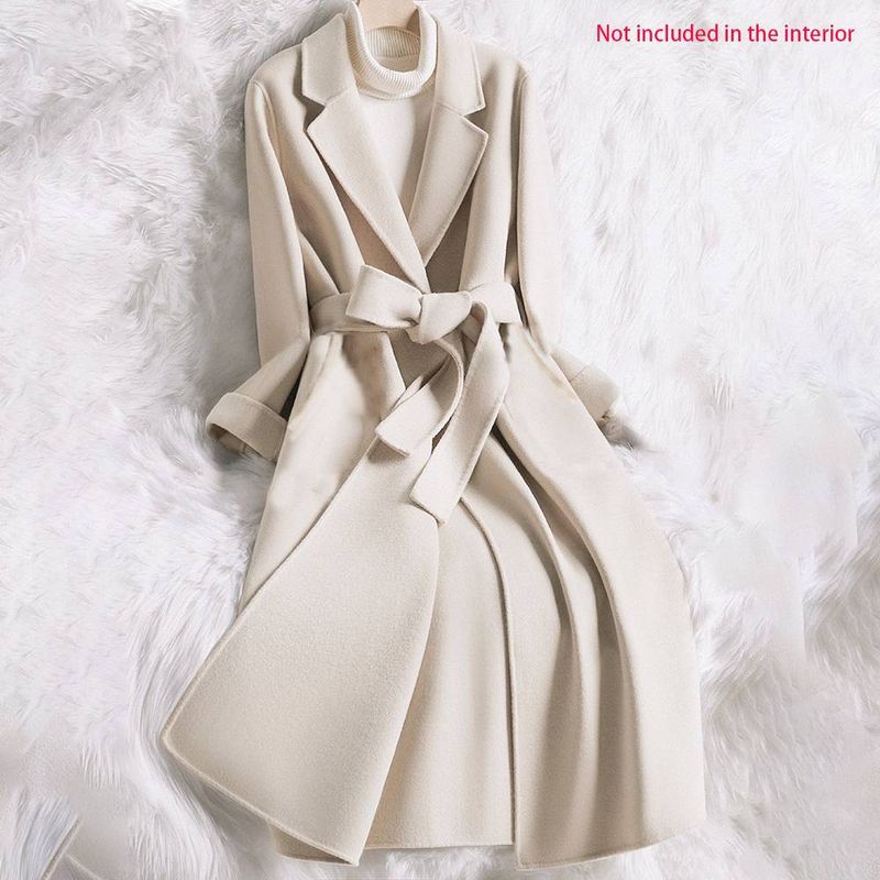 Manteau en laine mi-long pour femme, vêtement slim de printemps_voghion.com