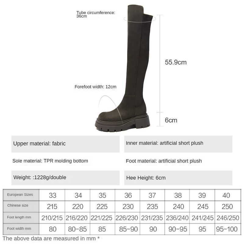 cameido Over-the-knee long boots for women, slimming, thick-soled, over-the-knee skinny boots with chunky heels, Korean style women's boots_voghion.com