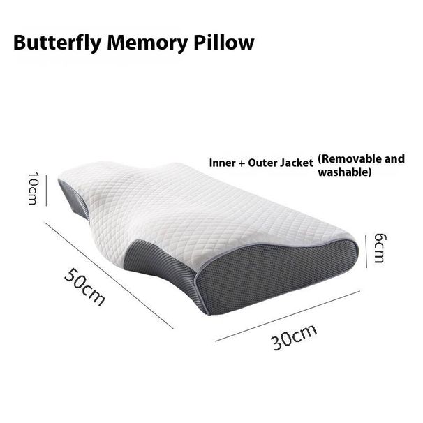 Poduszka z pianki memory butterfly do podparcia szyi – poduszka ortopedyczna o powolnym odkształcaniu z oddychającą dzianinową osłoną, wysokość 6 cm/10 cm/12 cm_voghion.com