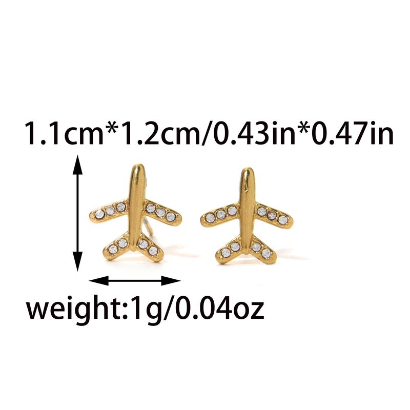 1 paio di orecchini a bottone placcati in oro 14K, stile casual preppy, stile semplice, con placcatura in aereo, intarsi in acciaio inossidabile 304 e strass._voghion.com