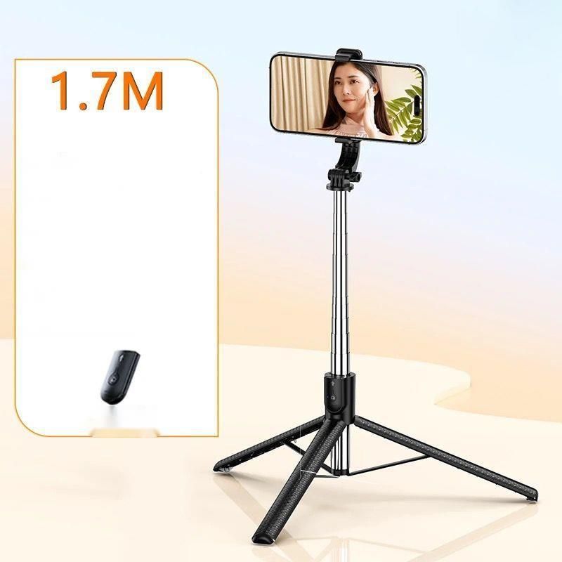 Palo de viaje Bluetooth de 1,7 m, portátil, para selfies, para teléfono, mini trípode giratorio de 360 grados, universal_voghion.com