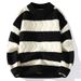 Pull rayé à col rond pour homme, tendance, ample, style universitaire, tricoté, décontracté, automne-hiver_voghion.com