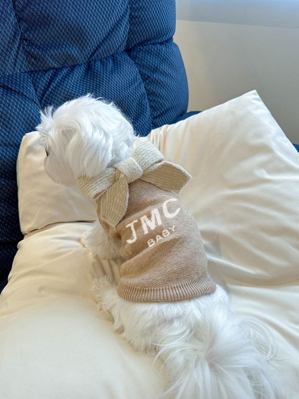 Hond en herfst winter warme sjaal gebreide Maltese Pomeranian Schnauzer trui kattenkleding_voghion.com