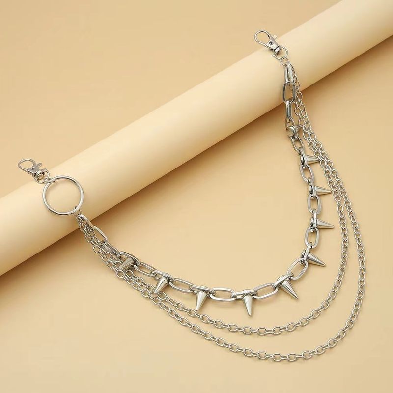 Hip Hop Punk Metal Rivet Stage Performance Multi-layer Waist Chain Jeans Decoration Accessories_voghion.com
