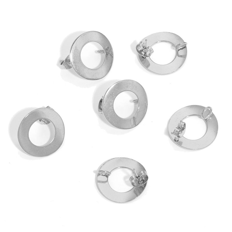 Stainless steel 18mm circular with hanging earrings, anti allergic DIY handmade vacuum plated earring accessories_voghion.com