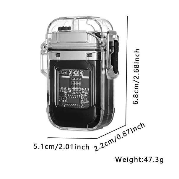 Briquet d'éclairage extérieur à double arc de chargement de type C à coque transparente Portez des lumières COB sur le terrain_voghion.com