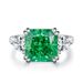 2022 New S Pure Silver For Women With Emerald Green 5 Carat 10X10 Mounting High Carbon Zirconia Ring_voghion.com