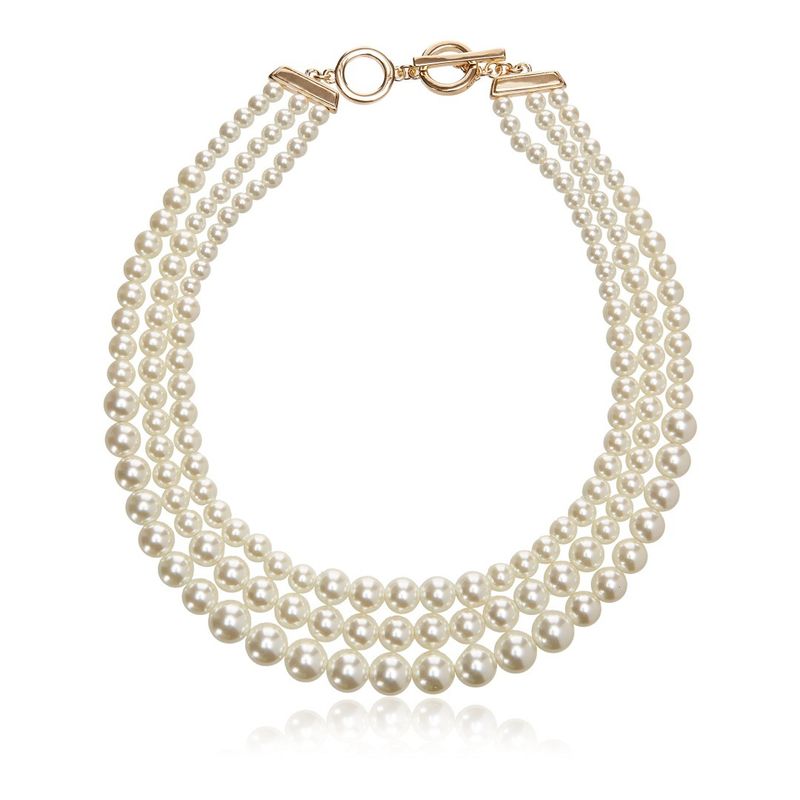 white Pearl Necklace, Three-layer Beaded Necklace, Fashionable Commuter Jewelry, Women's Holiday Gift_voghion.com