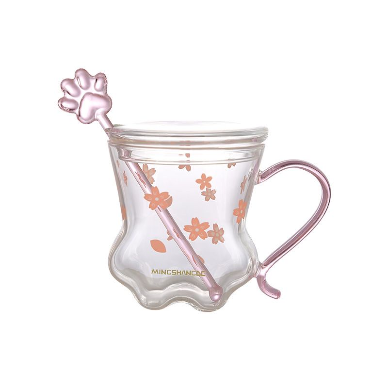 Bring a water cup, summer high beauty cup, glass cup, cute coffee cup with lid, mug with hand gift_voghion.com