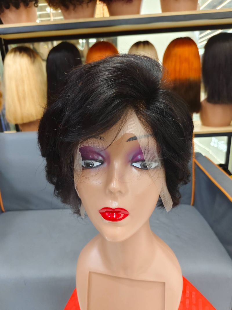 13x4 Lace Front Pixie Cut Wig Wholesale  Short Wigs Human Hair Bob Wig With Bang For Black Women_voghion.com