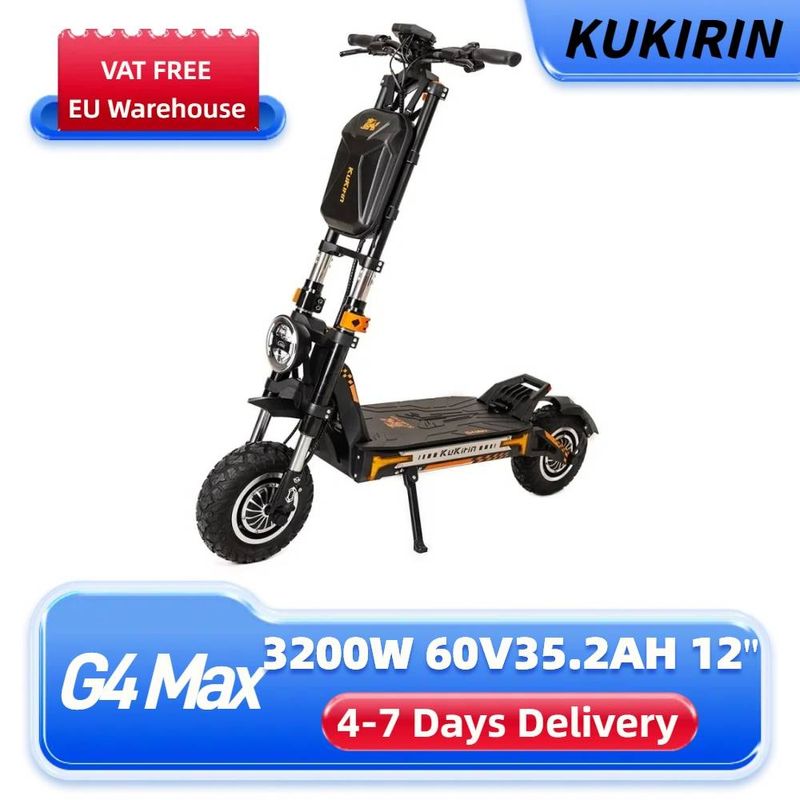 Monopattino elettrico fuoristrada KuKirin G4 Max, motore brushless 2*1600W, pneumatici da 12 pollici, batteria da 60V 35,2Ah_voghion.com