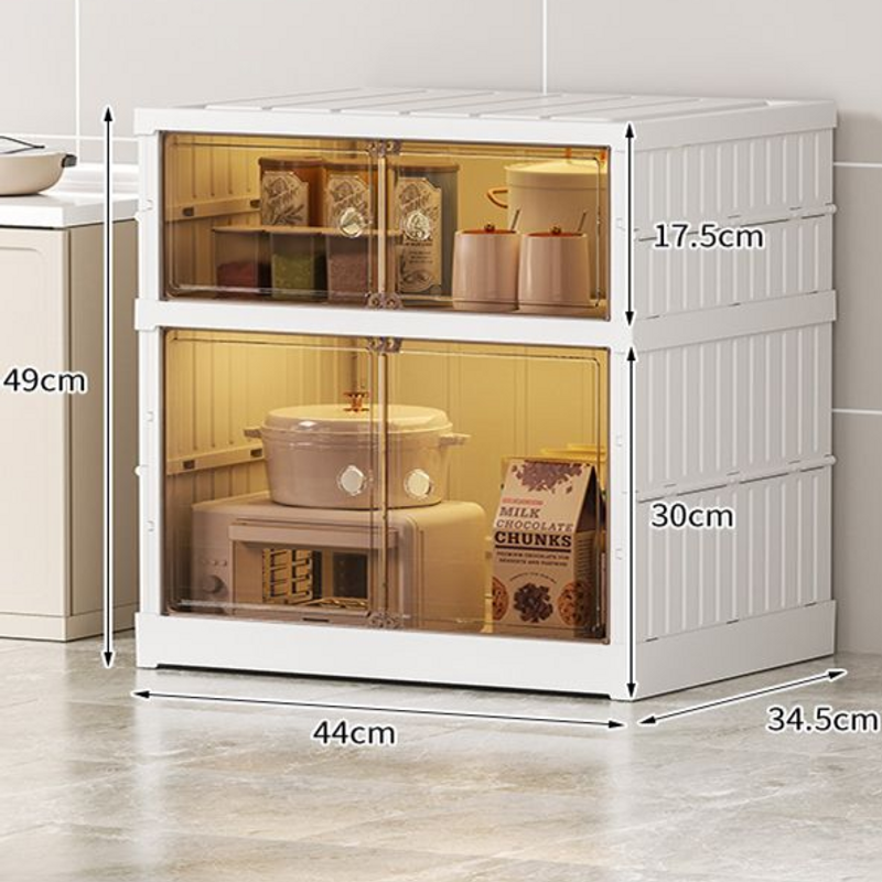 Free Installation Kitchen Storage Cabinet Plastic Multi Layer Microwave Oven Rack For Dishes Storage Dustproof Folding Storage Cabinet_voghion.com