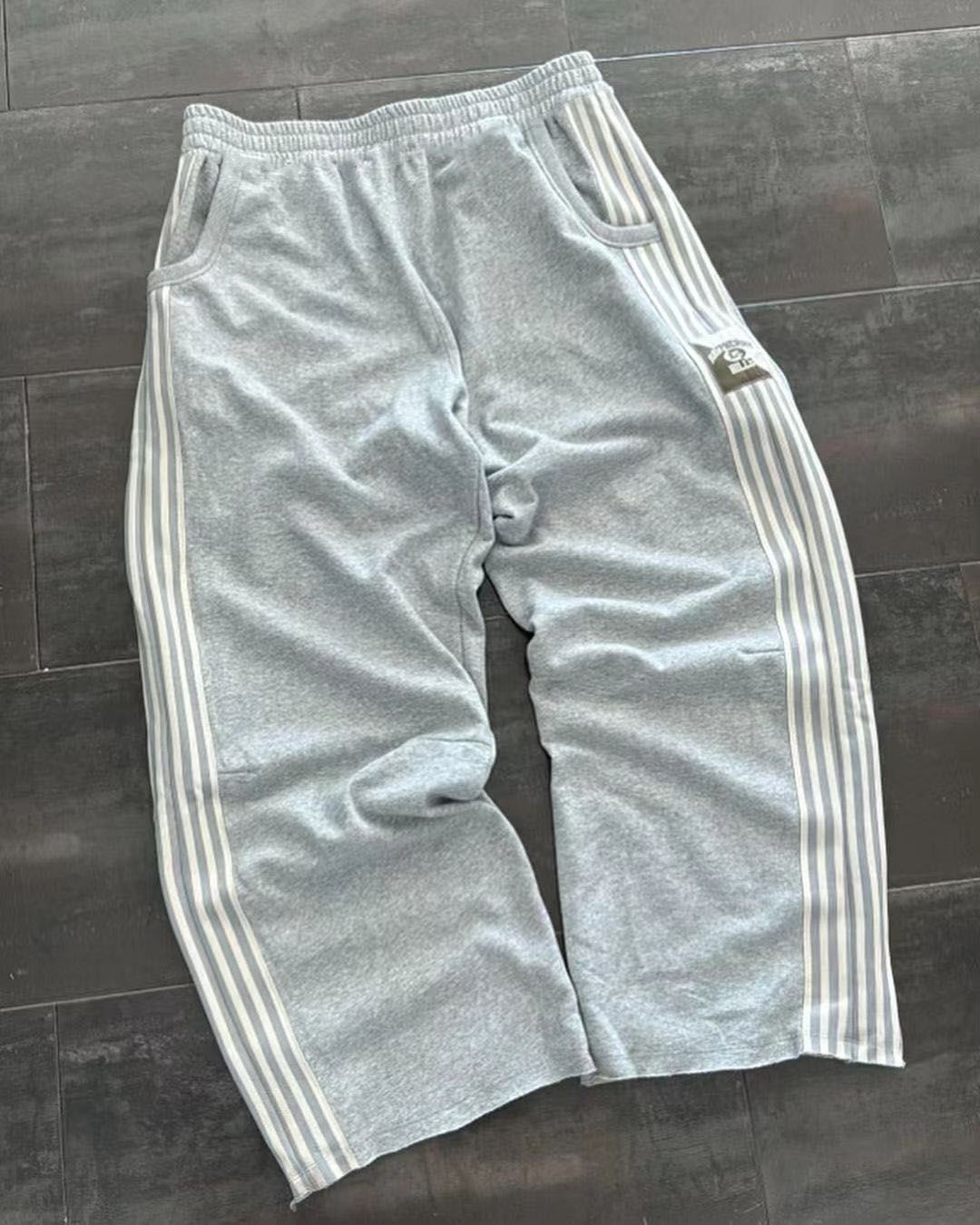 Men's Clothing Sports Pants Pure Cotton Heavy Loose Wide Leg Trousers Side Striped Sweatpants Drop Feel Straight Pants_voghion.com
