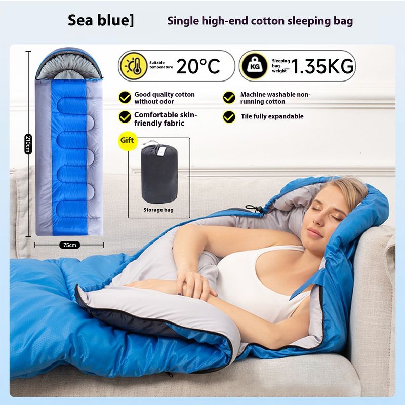 Saco de dormir para exteriores, para adultos, para acampar en invierno durante las cuatro estaciones, resistente a la suciedad, grueso, doble capa, resistente al frío, cálido, para una sola persona._voghion.com