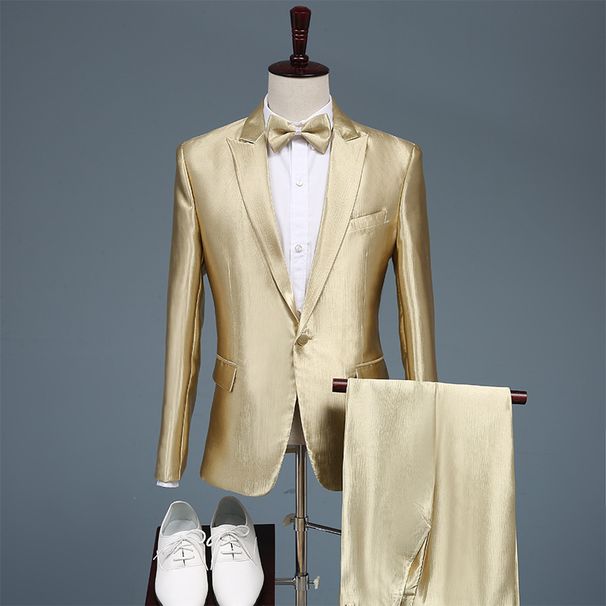 CT Gold Set For Hosts Photoshoot Choir Performance Men's Stylish Slim Fit Business Suit_voghion.com