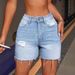 Women's Clothing Summer Street High Elastic High Waist Shorts Ripped Denim Shorts_voghion.com