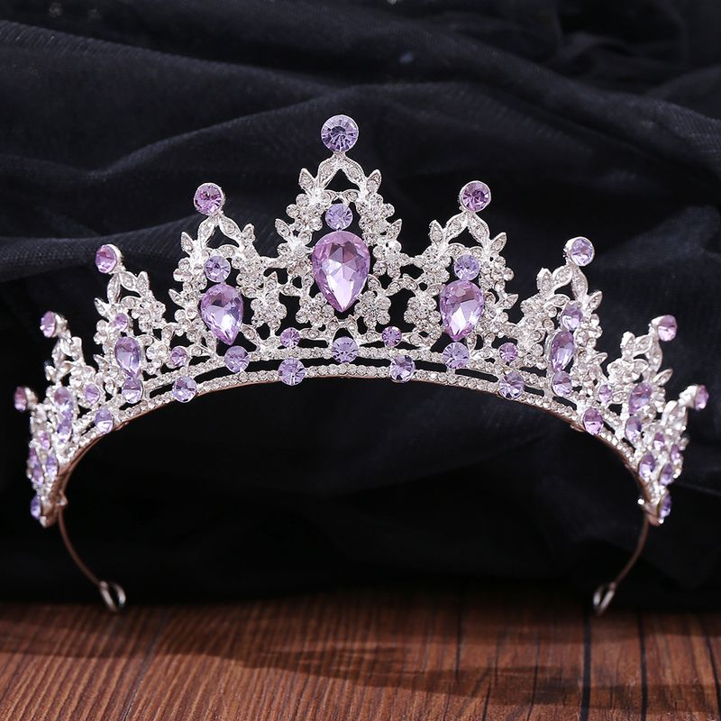 Accesoriu de păr pentru mireasă Nuntă Accesorii populare de nuntă Accesorii de păr Bandă de lux cu stras Lavandă Cristal Tiara de festival pentru ziua de naștere_voghion.com