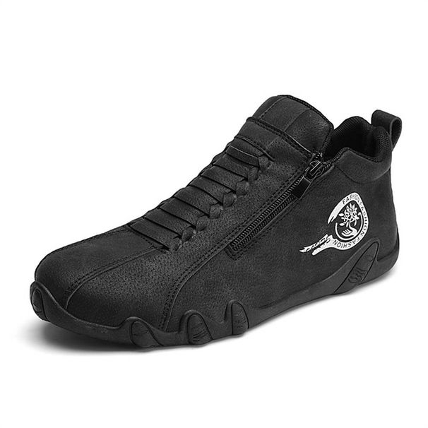 2025 Fashion Sneakers Men's Artificial Leather Mid Top Waterproof Non-Slip Wear-Resistant Running Shoes 39-47_voghion.com