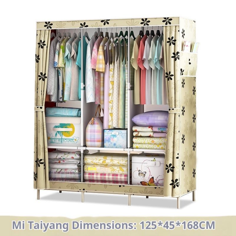 Foldable Closet Organizer With Reinforced Steel Frame, 3-Tier Storage Wardrobe For Bedroom/Dormitory, Dustproof & Space-Saving_voghion.com