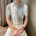 Herrenbekleidung Sommer Neue farblich passende Kurzarmpullover Herren Poloshirt V-Ausschnitt Slim Fit Senior Business T-Shirt_voghion.com