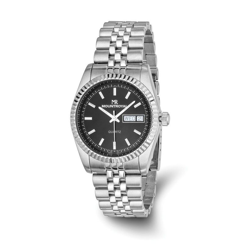 Mens Mountroyal Stainless Steel Black Dial Watch_voghion.com