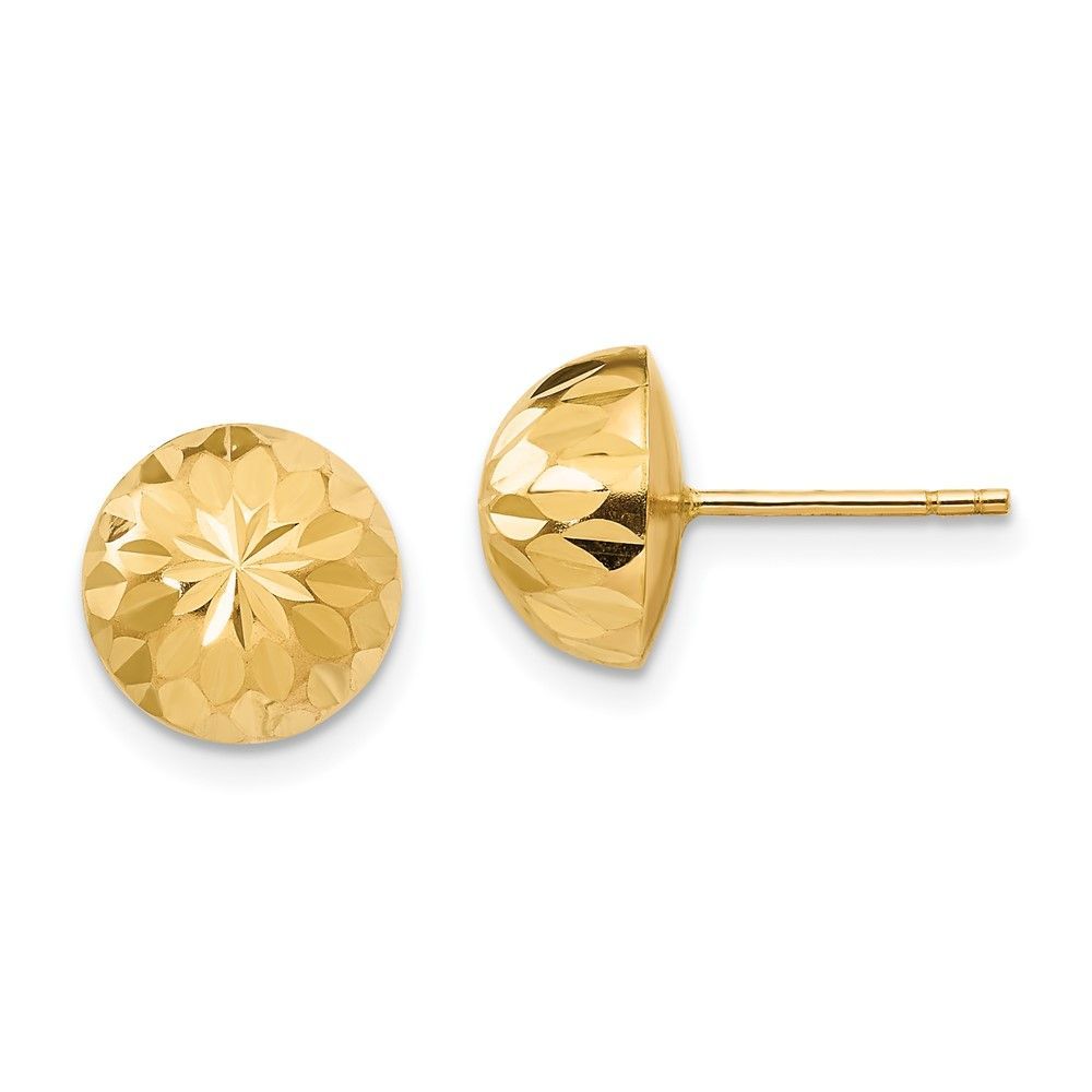 14k Madi K Polished & Diamond-Cut 9mm Button Post Earrings_voghion.com
