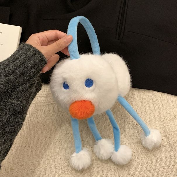 Niedliche kleine Schneemann-Plüsch-Ohrenschützer für Frauen, warm, dick, für den Winter, für Studenten, die Fahrrad fahren, winddicht, kalte Ohrenwärmer_voghion.com