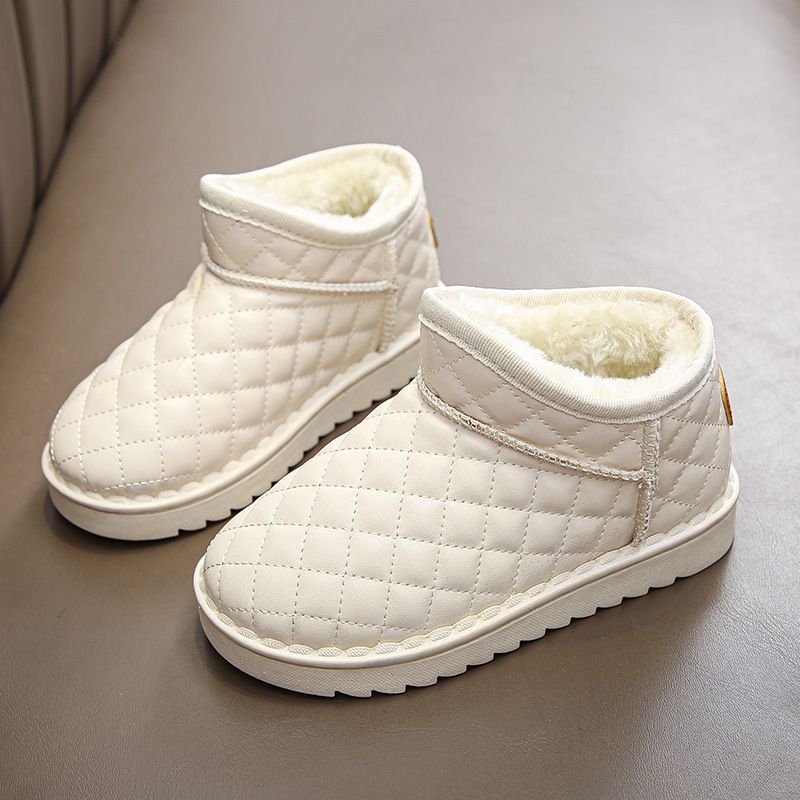 Child's shoes Padded ankle boots with fleece waterproof and thick warm wet shoes for girls_voghion.com