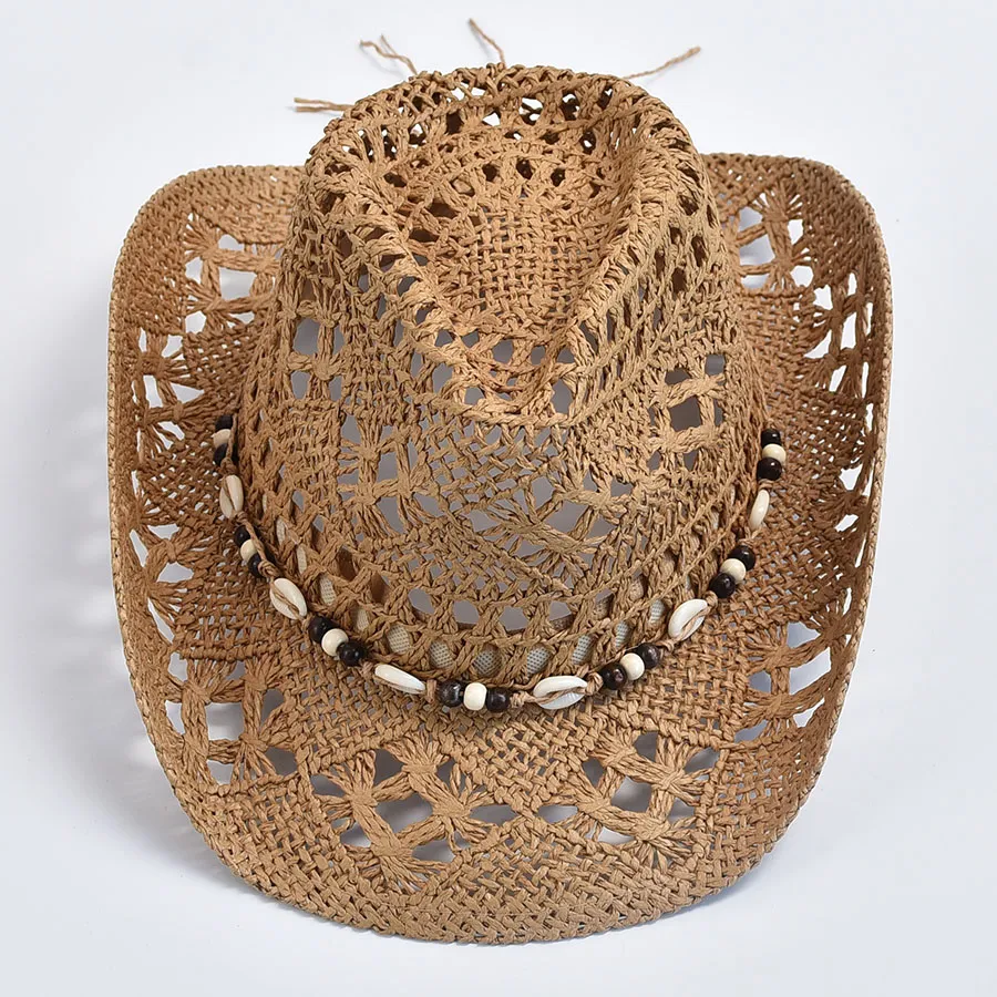 Chapeau de soleil en paille naturelle Panama pour femme, chapeau d'été creux pour la plage, Sombrero_voghion.com