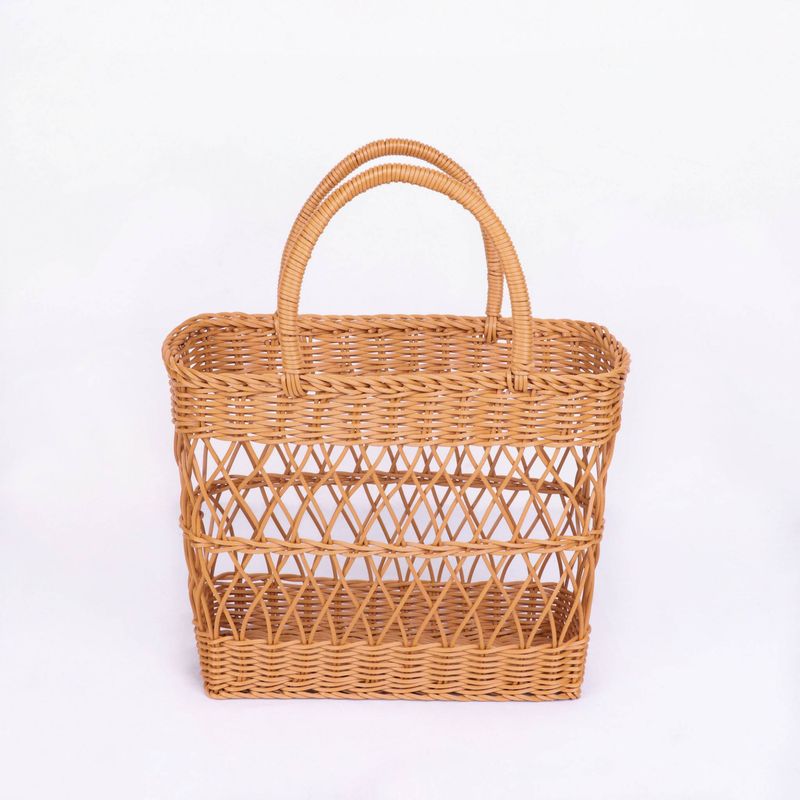 Cesto portaoggetti in rattan intrecciato a mano, cesto portavino, cesto per la spesa di verdure_voghion.com